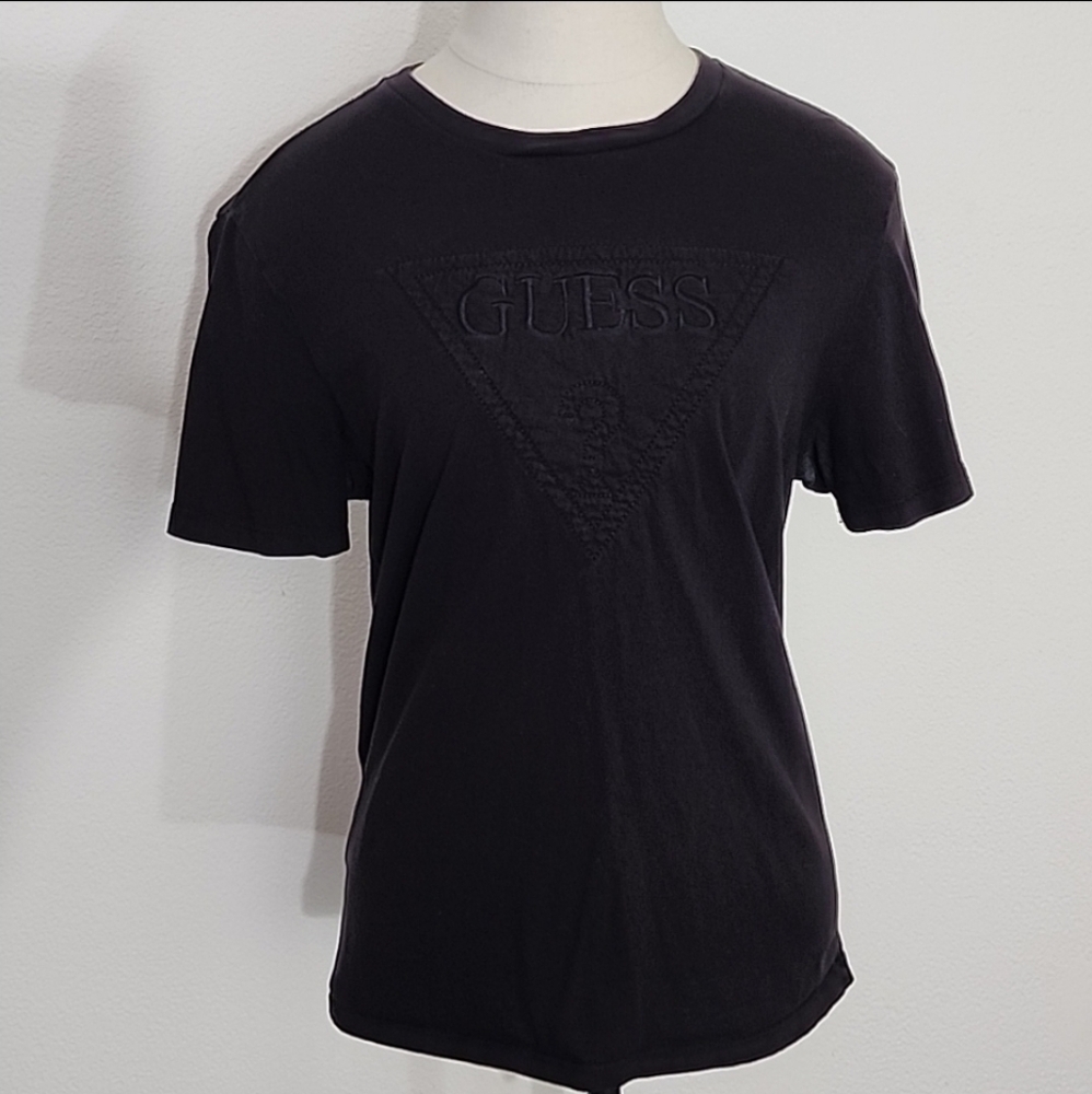 Guess T-Shirt Unisex Embossed Logo 100% Cotton Short Sleeve Vintage Black Size S - Picture 6 of 11